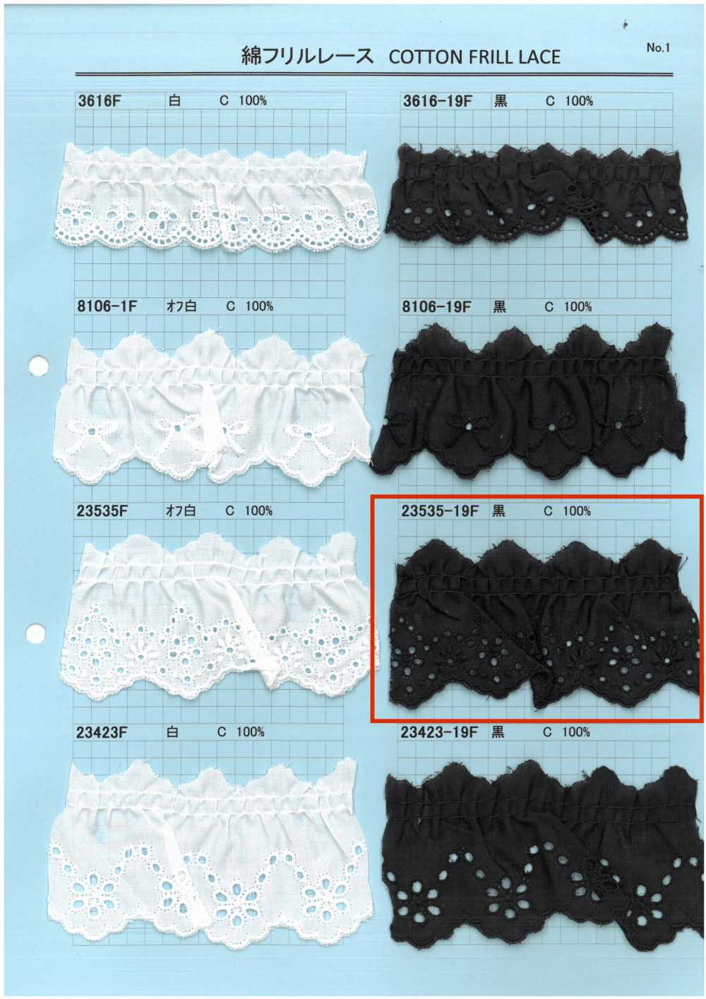 23535-19F دانتيل كشكش قطني Kyowa Lace