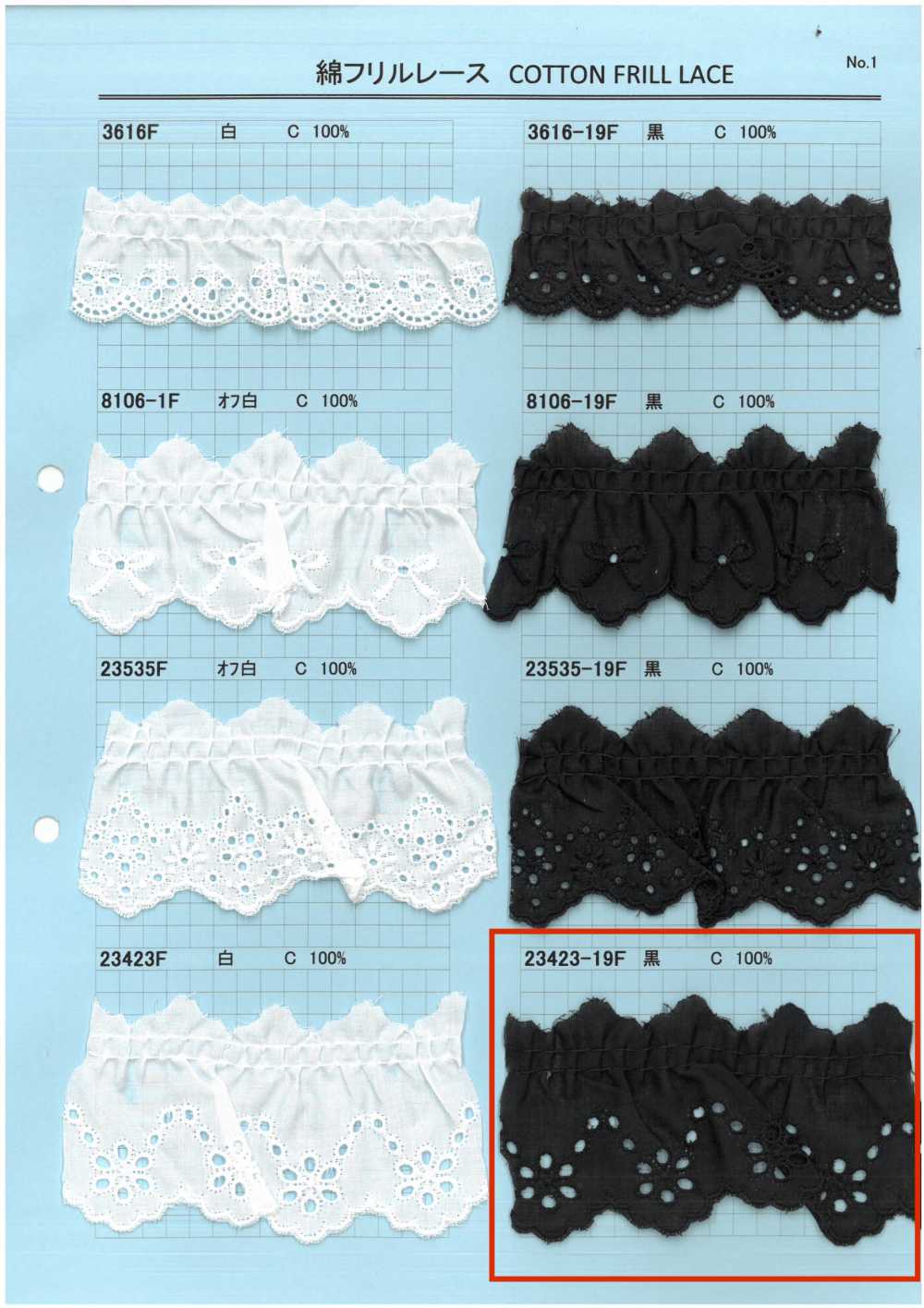 23423-19F دانتيل كشكش قطني Kyowa Lace