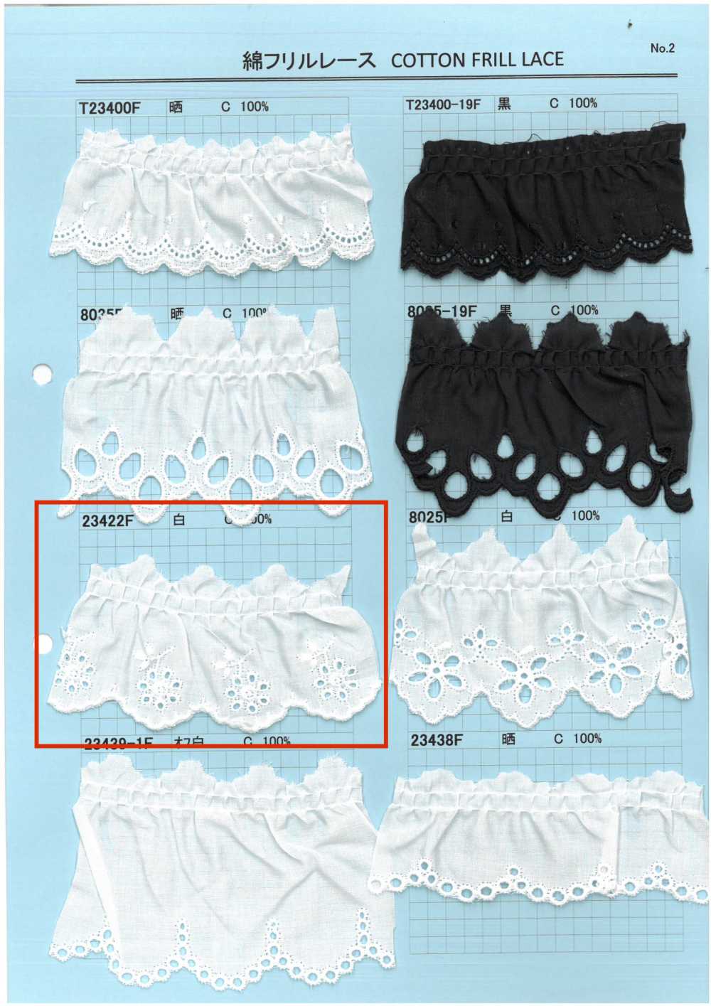 23422F دانتيل كشكش قطني Kyowa Lace