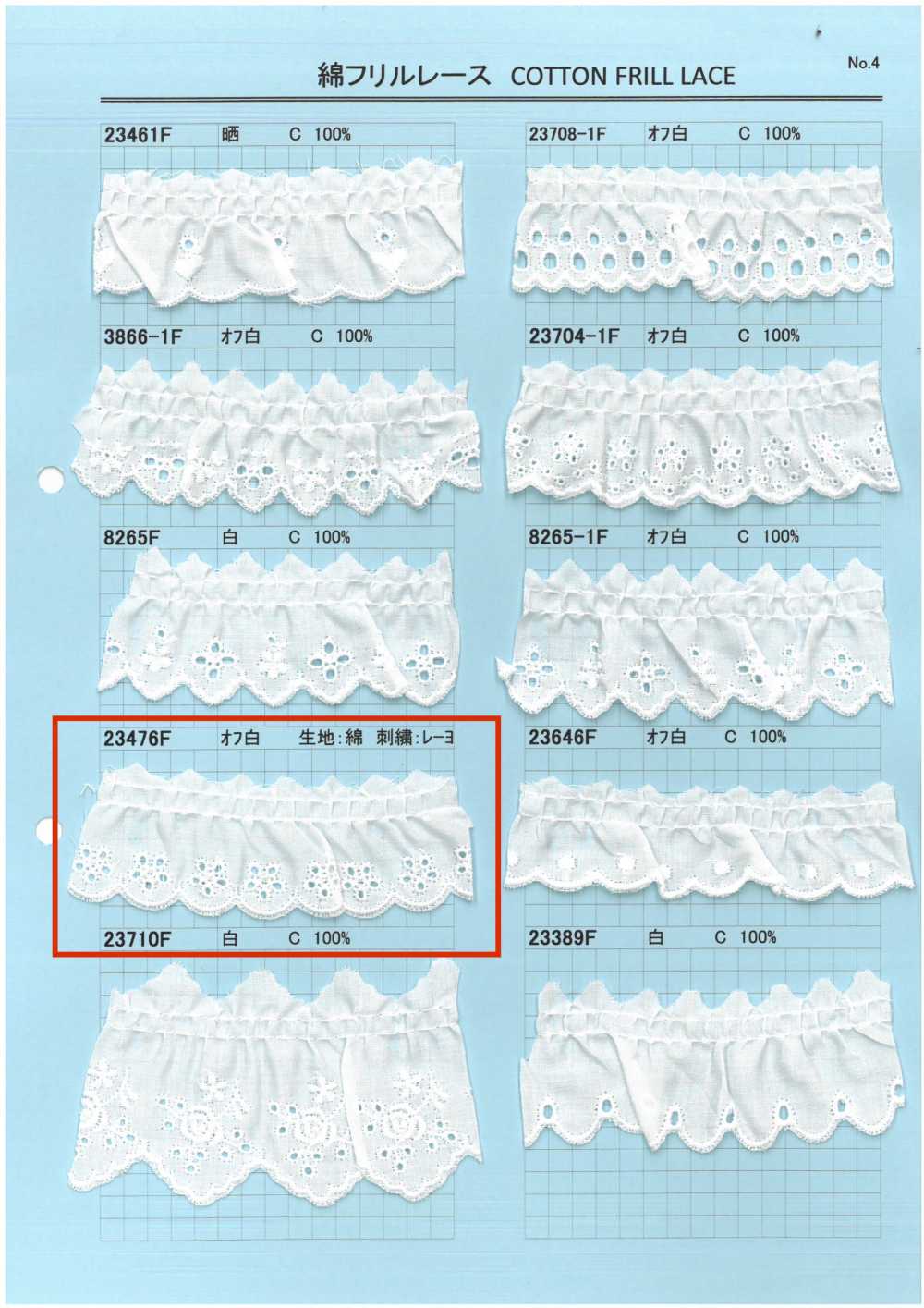 23476F دانتيل كشكش قطني Kyowa Lace