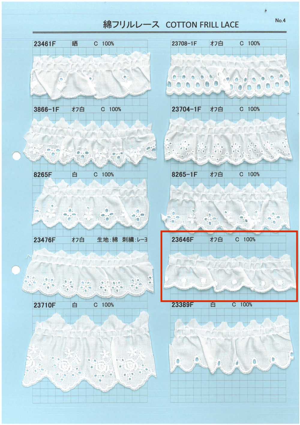 23646F دانتيل كشكشة قطن Kyowa Lace