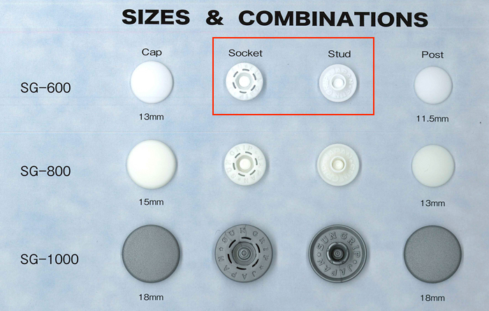 SG-600-B/C طقم الزنبرك/المسمار SG600 SUNGRIP[Press Fasteners And Eyelets] Kajitech