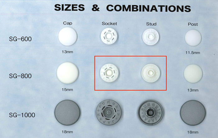 SG-800-B/C SUNGRIP SG800 مجموعة زنبرك/دبوس[Press Fasteners And Eyelets] Kajitech