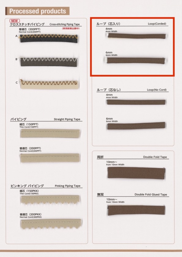 TM-0404-LC TM شريط حلقة من الجلد الصناعي مع نواة[Ribbons, Tapes, And Cords] Topman Kogyo