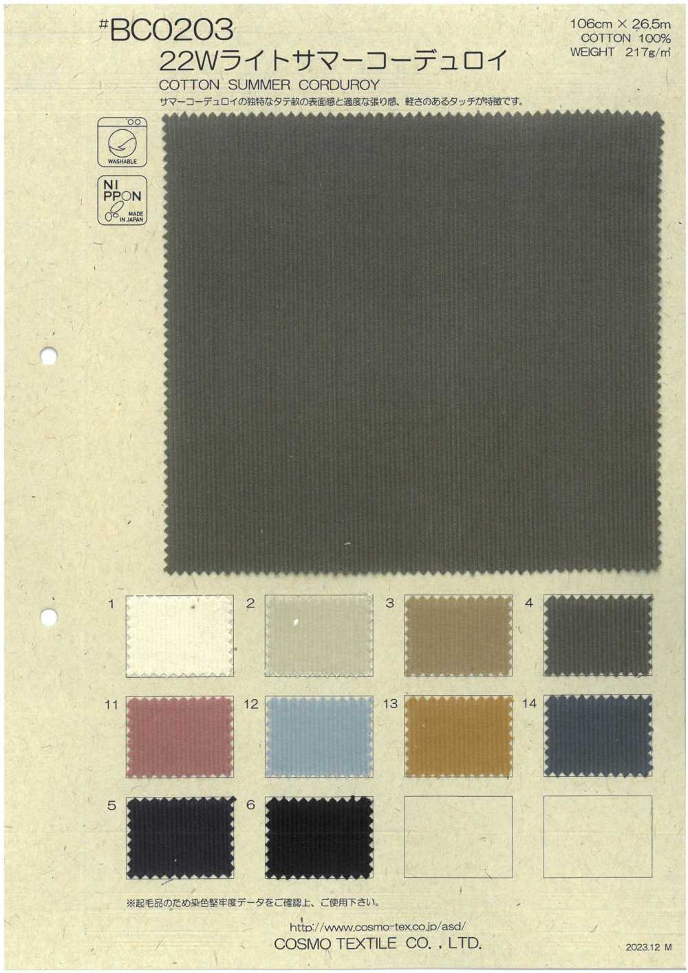 BC0203 22W كوردروي صيفي خفيف[Textile / Fabric] COSMO TEXTILE
