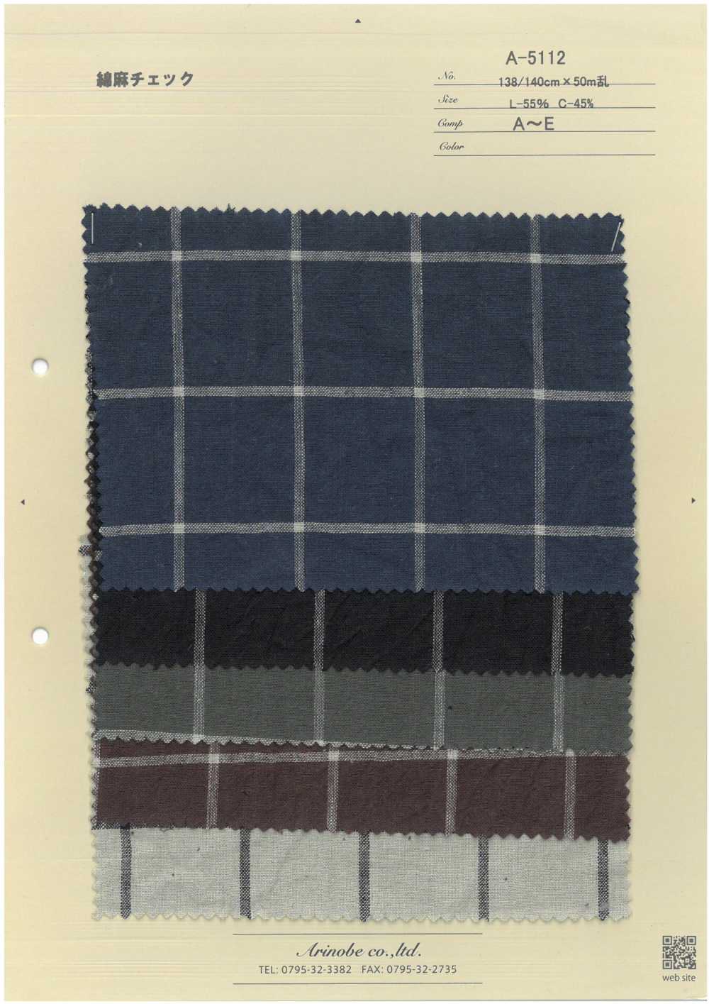 A-5112 كاروهات قطن وكتان[Textile / Fabric] Arinobe Shoten