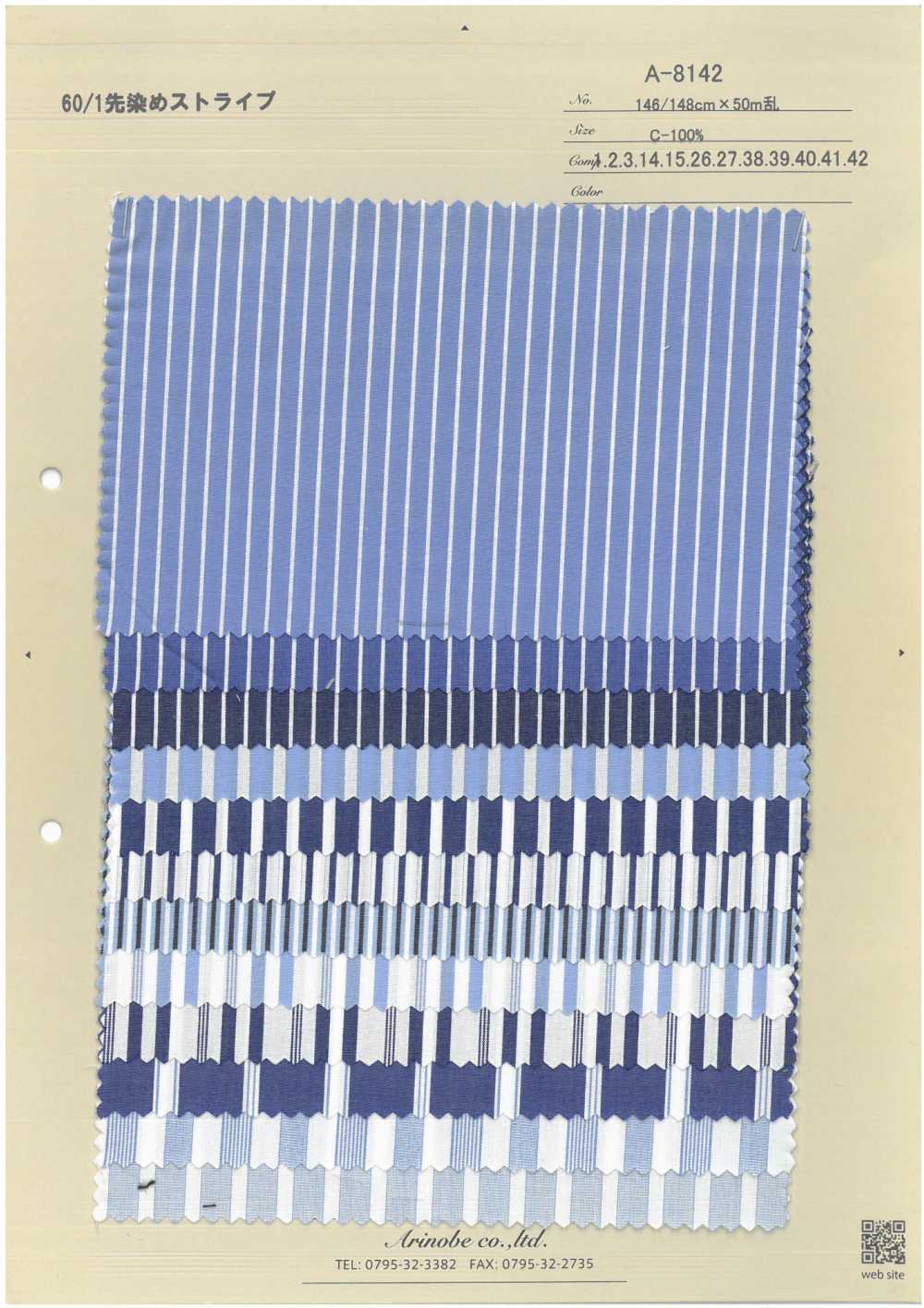 A-8142 60/1 مخطط مصبوغ بالخيوط[Textile / Fabric] Arinobe Shoten