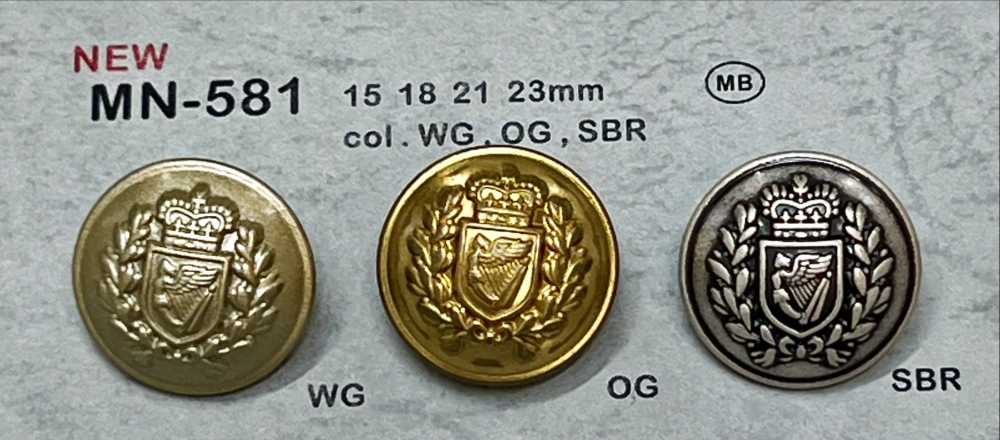 MN-581 زر معدني بشعار، بظهر ساق، مع حافة[Buttons] DAIYA BUTTON
