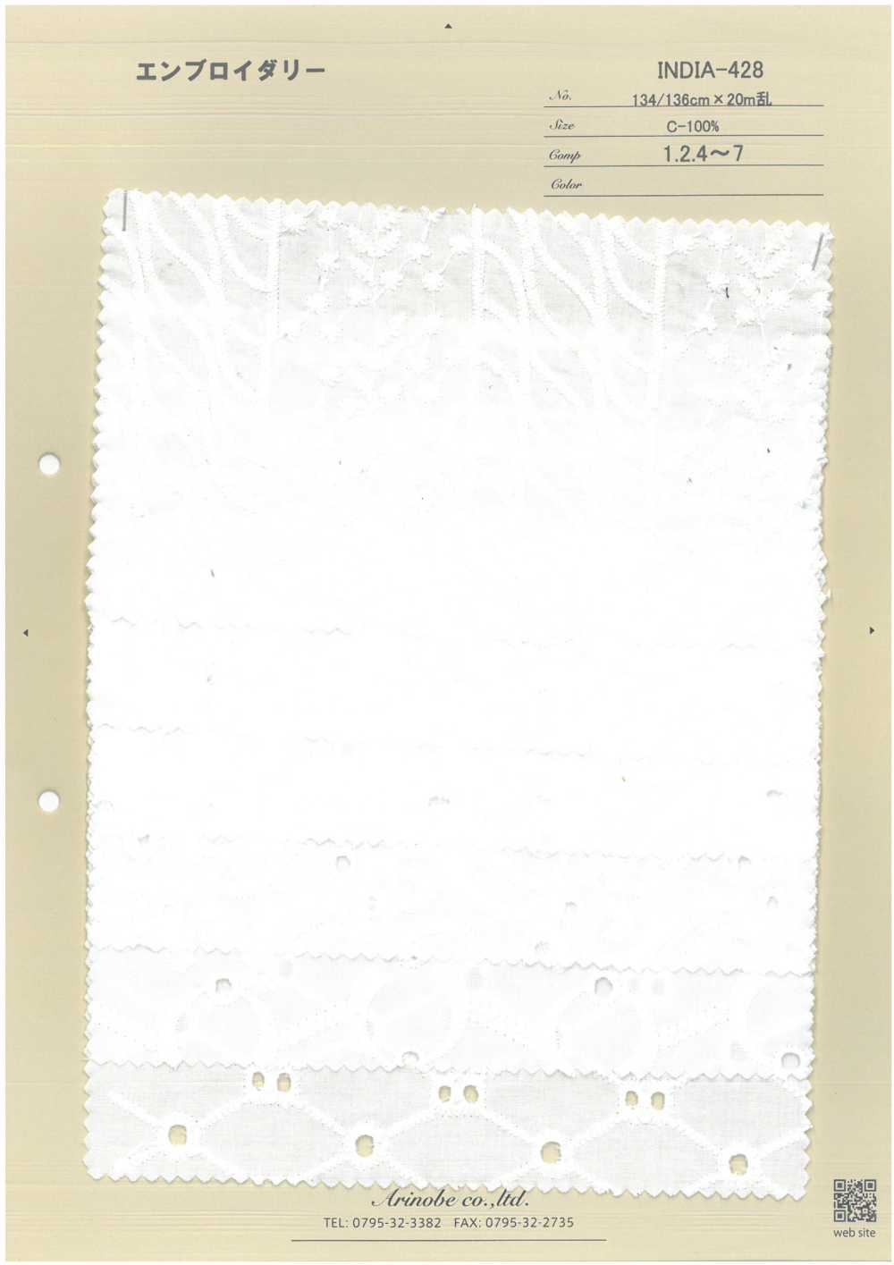 INDIA-428 تطريز[Textile / Fabric] Arinobe Shoten