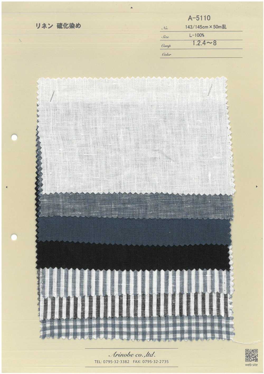 A-5110 كتان مصبوغ بالكبريت[Textile / Fabric] Arinobe Shoten