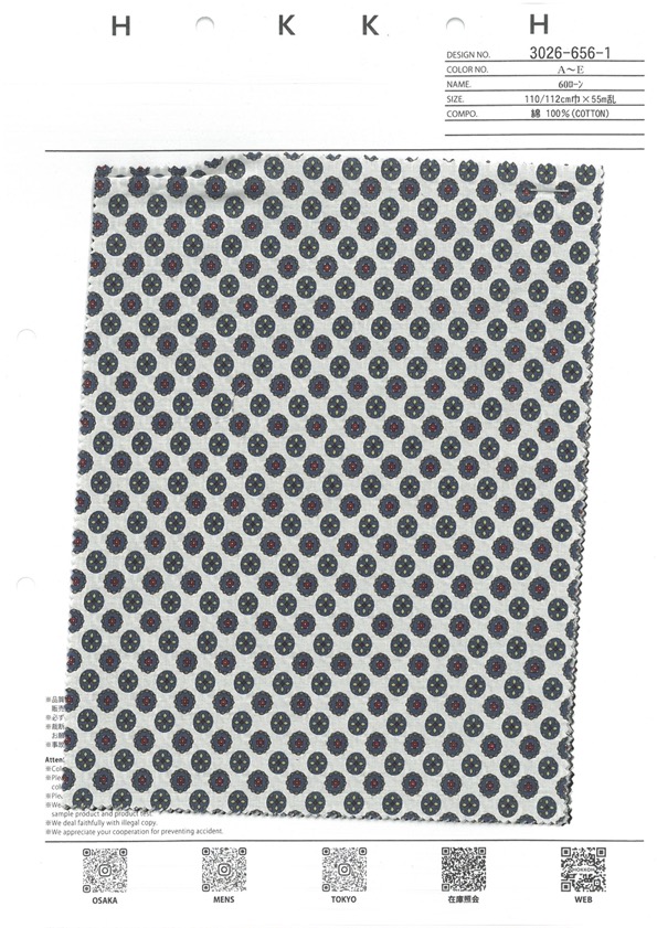 3026-656-1 لاون 60s بنقشة صغيرة[Textile / Fabric] HOKKOH