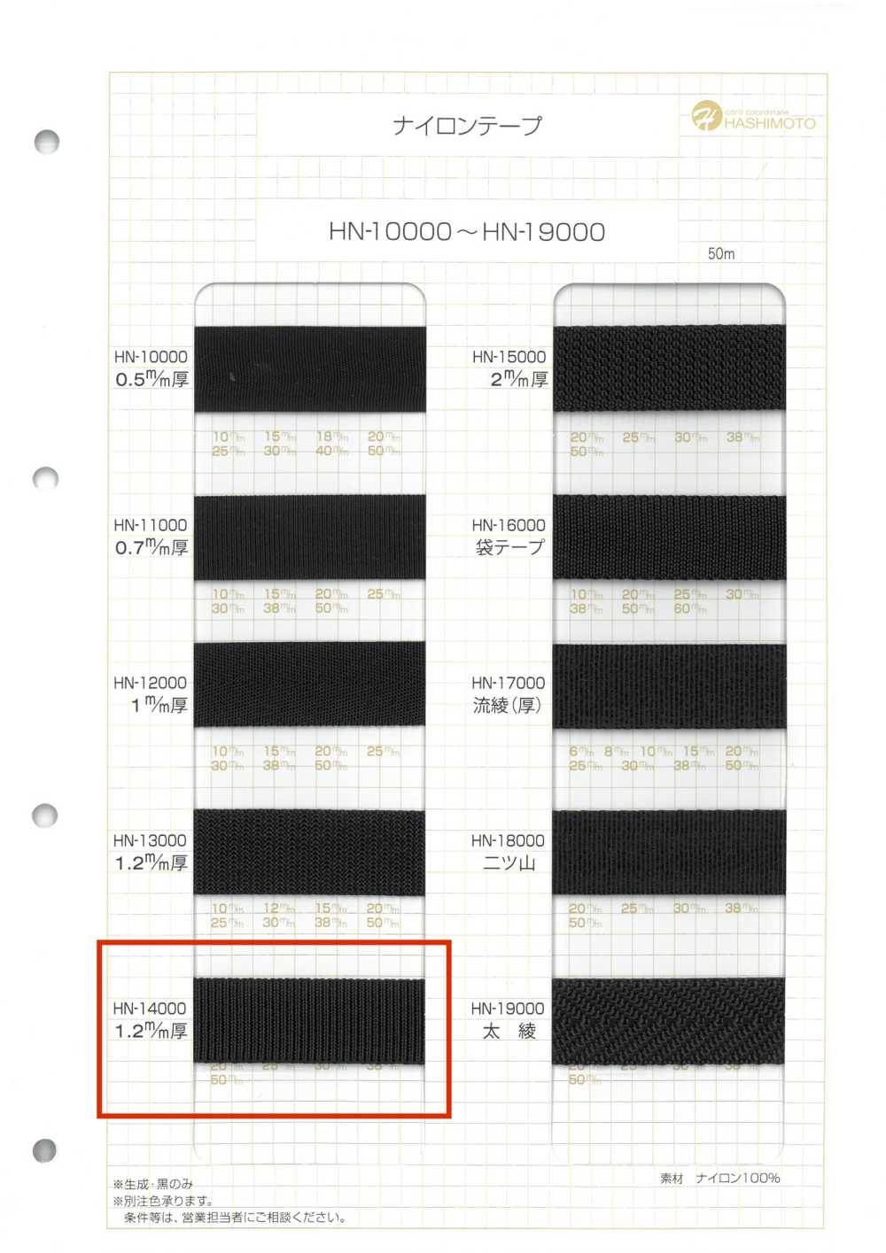 HN-14000 شريط نايلون[Ribbons, Tapes, And Cords] Hashimoto