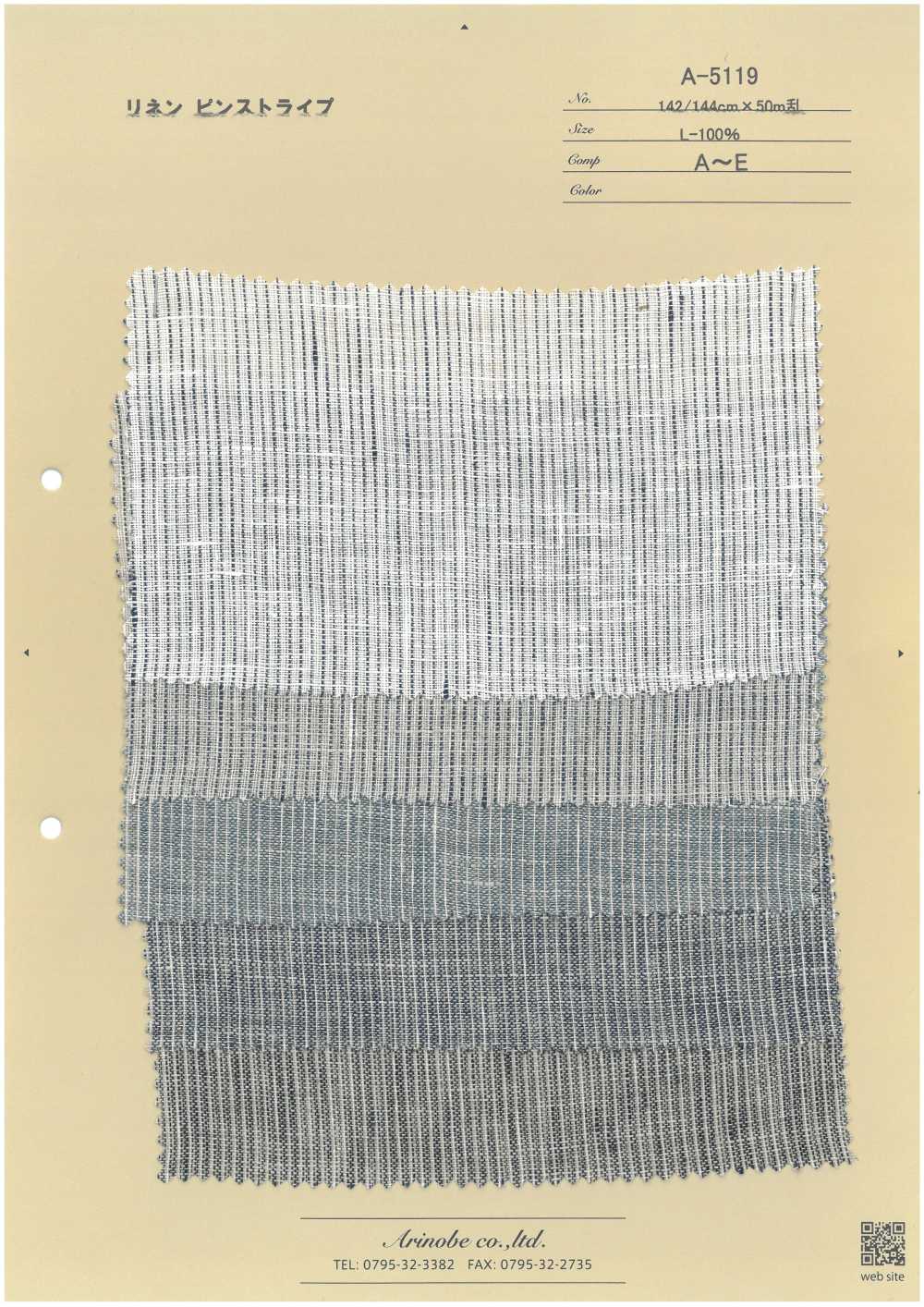 A-5119 كتان مخطط بخطوط رفيعة[Textile / Fabric] Arinobe Shoten