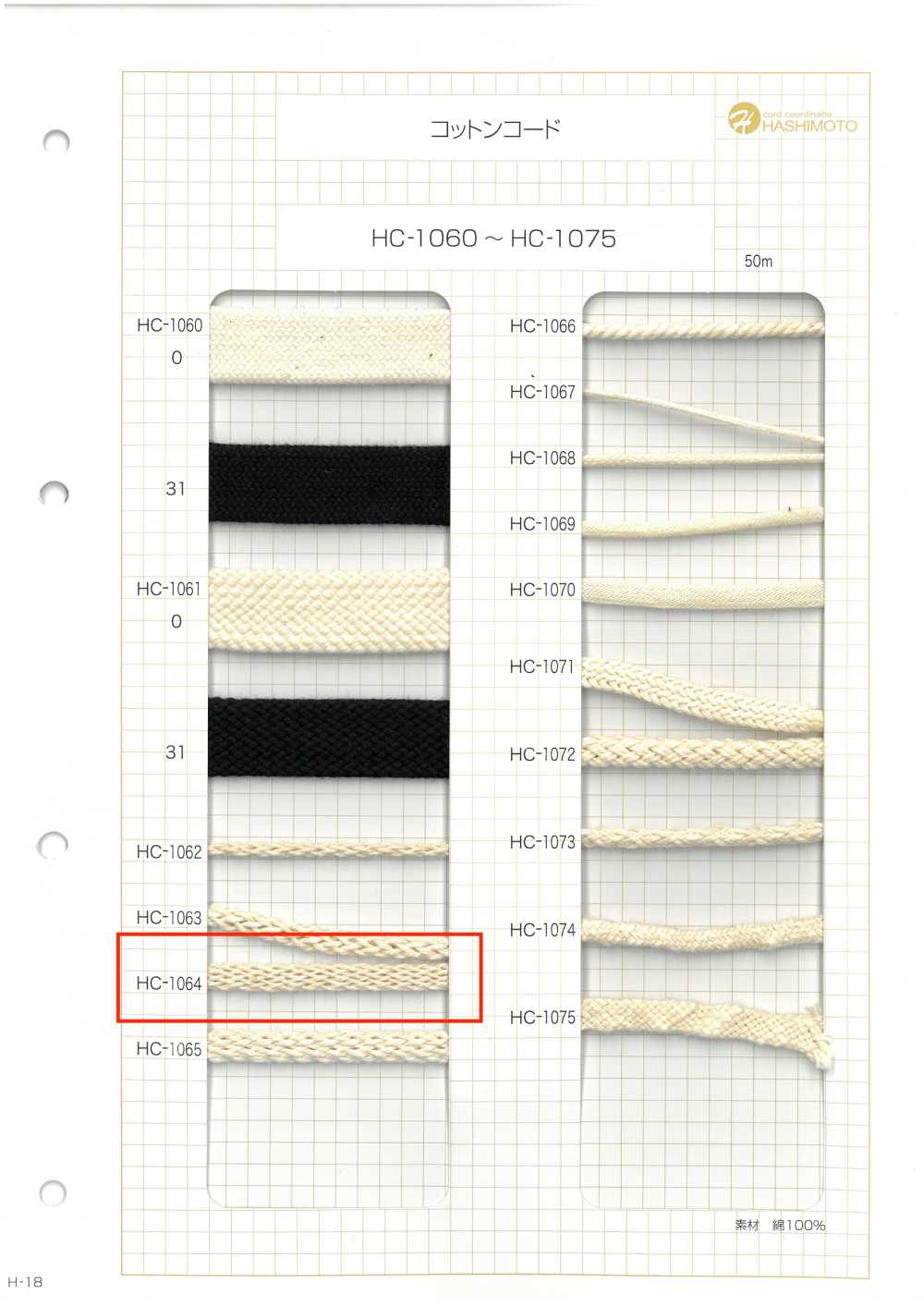 HC-1064 حبل قطني مخرم[Ribbons, Tapes, And Cords] Hashimoto