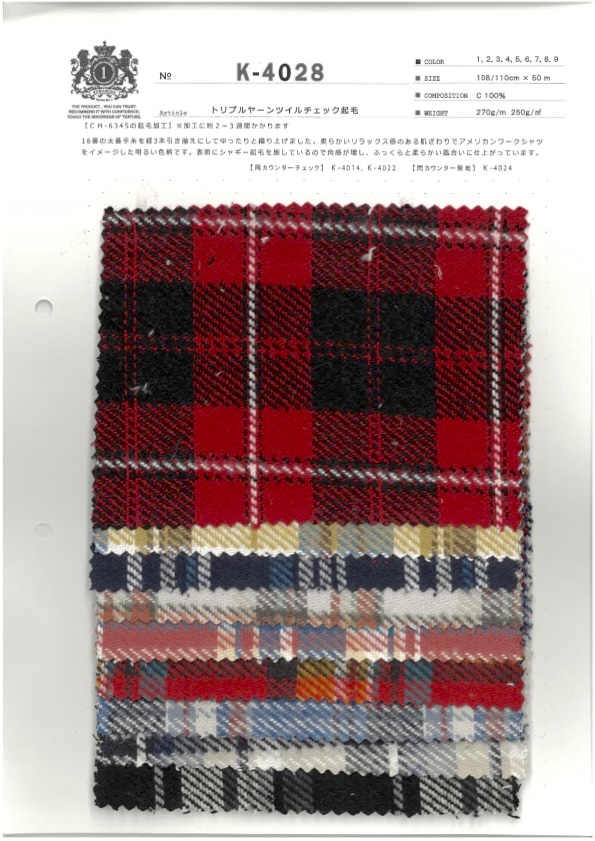 K-4028 تويل كاروهات بخيوط ثلاثية وممشط[Textile / Fabric] Kuwamura Textile