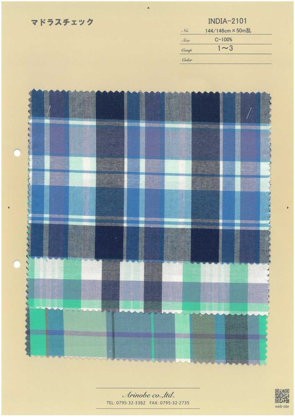 INDIA-2101 مربعات مادراس[Textile / Fabric] Arinobe Shoten