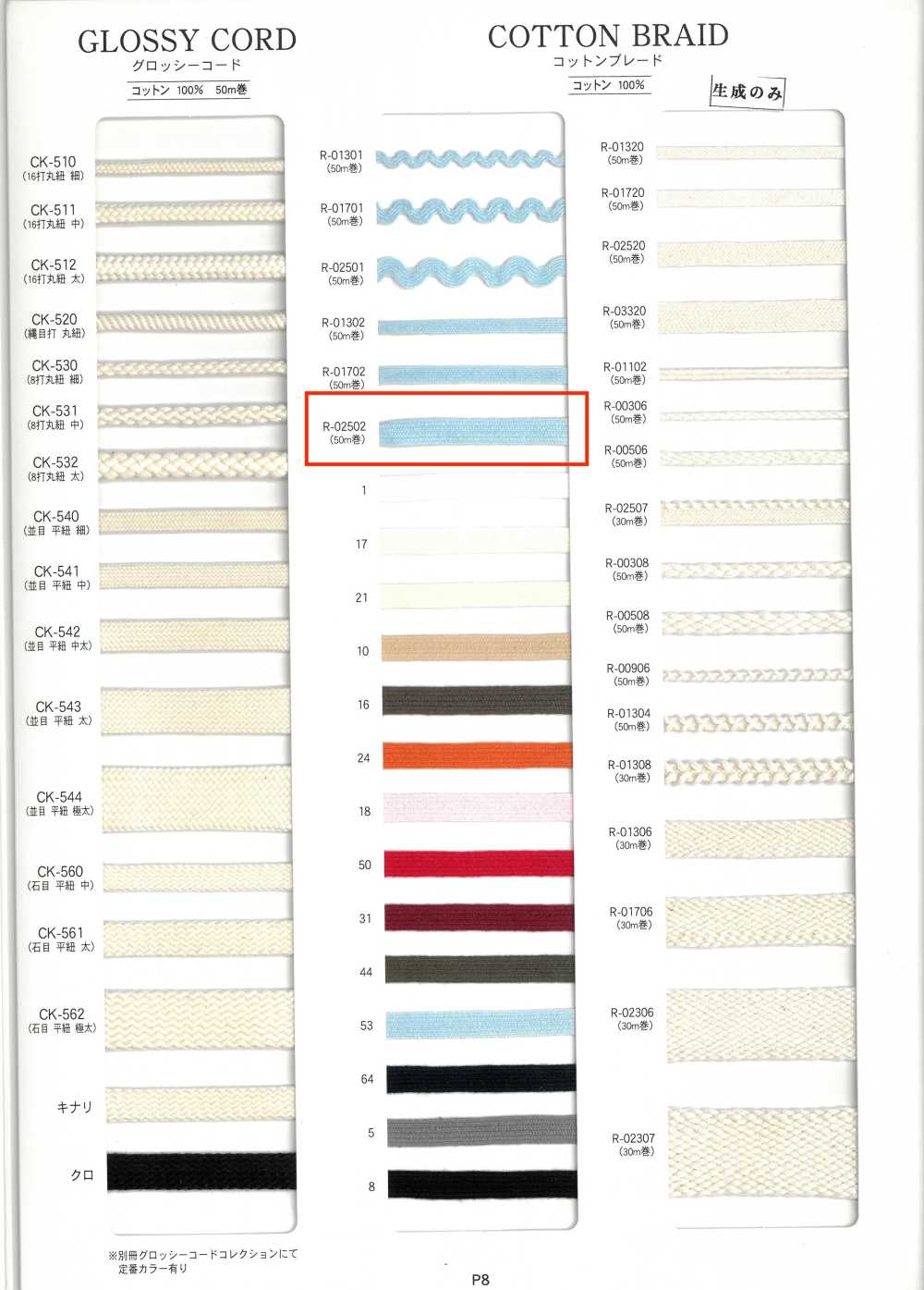 R-02502 جديلة قطنية[Ribbons, Tapes, And Cords] RIVER