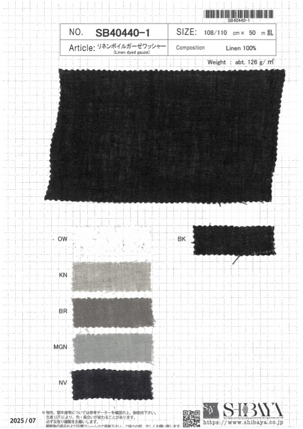 SB40440-1 شاش فوال كتان بتشطيب مغسول[Textile / Fabric] SHIBAYA