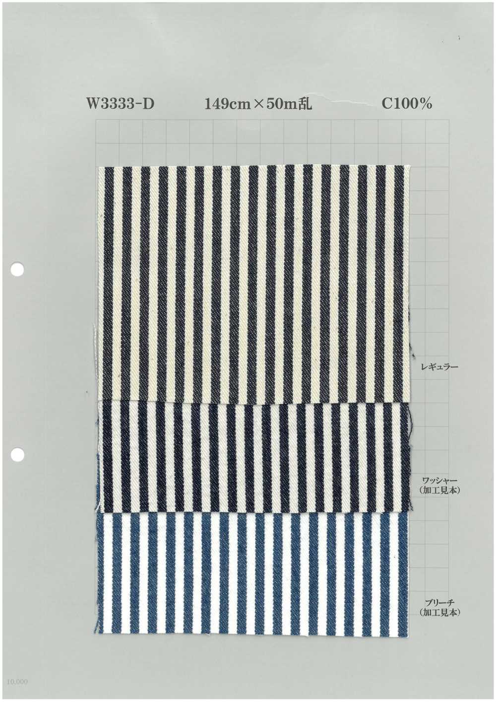 W3333-D قطن دنيم هيكوري بخطوط عريضة 10oz[Textile / Fabric] Yoshiwa Textile