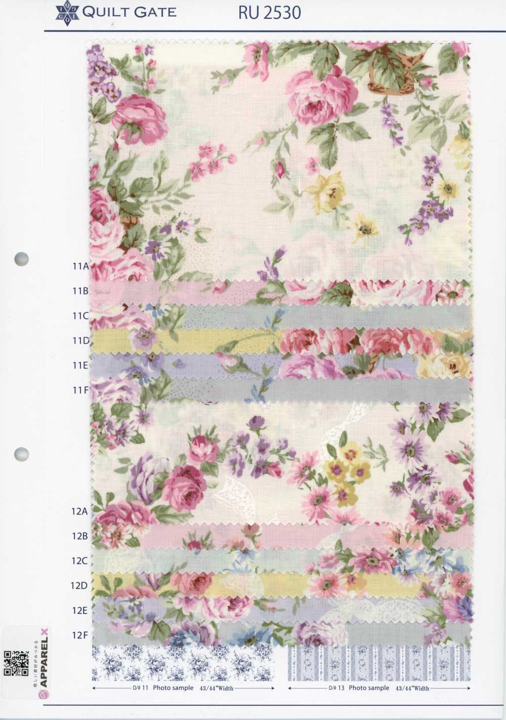 RU2530 RURU BOUQUET قماش شيتنج مطبوع بإكليل ورد (رول)[نسيج / قماش] COSMO TEXTILE