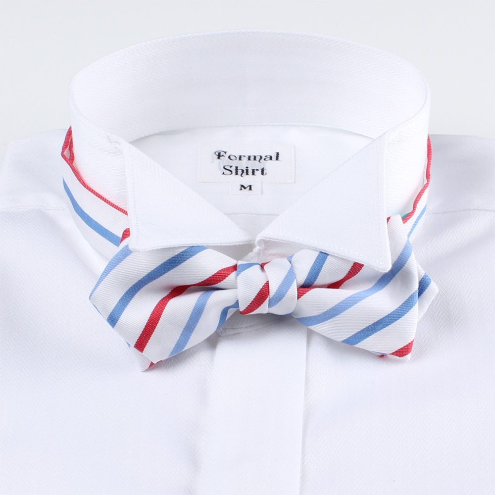 RBF-6258-77 ربطة عنق فراشة كاجوال بخطوط رفيعة أبيض/أحمر[مستلزمات رسمية] Yamamoto(EXCY)