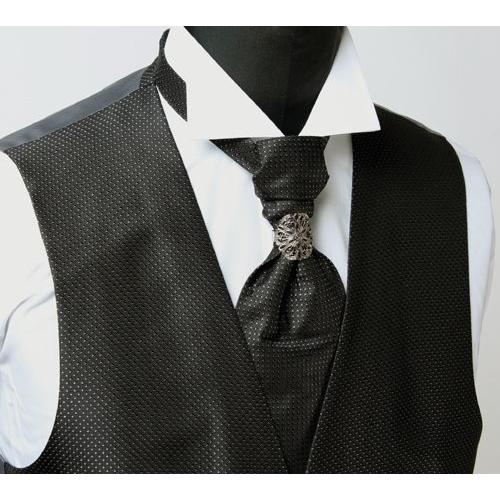 V-998B صدرية رسمية صنع في اليابان بنقشة صغيرة بالأسود والفضي[مستلزمات رسمية] Yamamoto(EXCY)
