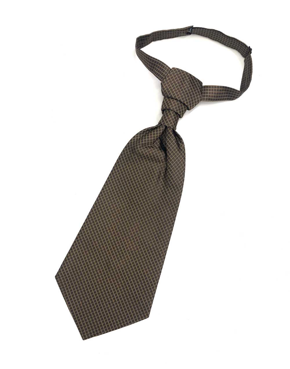 YT-944 ربطة آسكوت (Euro Tie) من جاكار حرير بنقشة كاروهات بنية صنع في اليابان[مستلزمات رسمية] Yamamoto(EXCY)