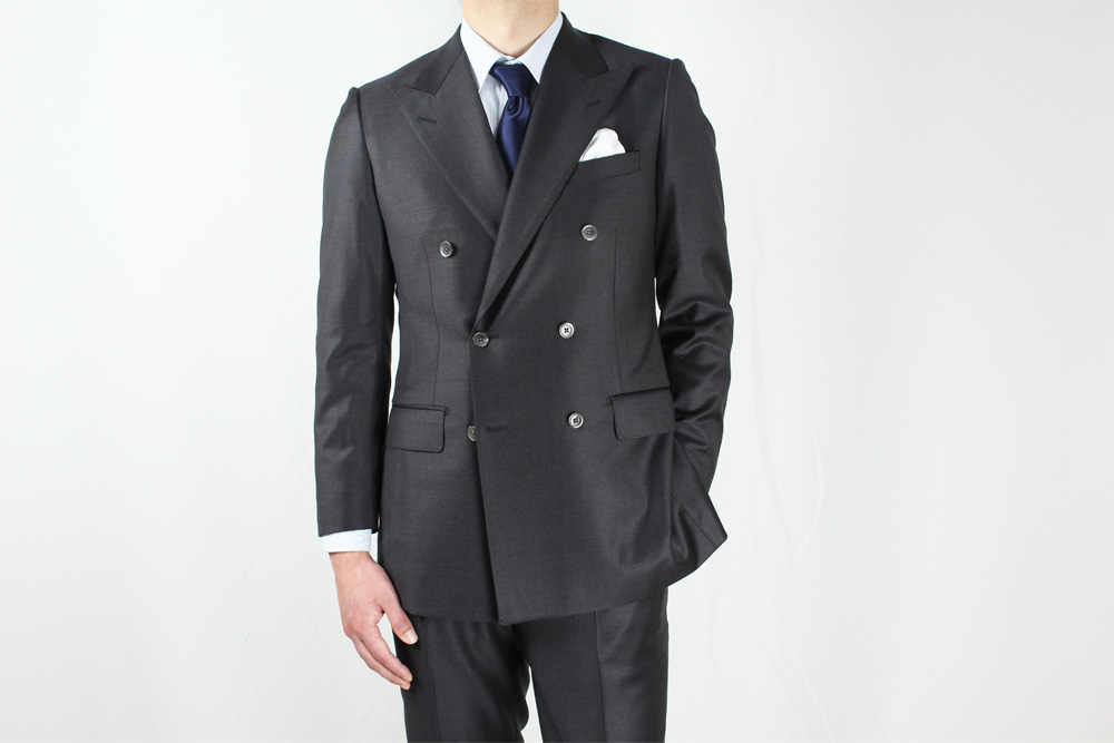 GXPWS1 بدلة رمادية داكنة سادة مزدوجة الصدر من قماش DORMEUIL[منتجات الملابس] Yamamoto(EXCY)