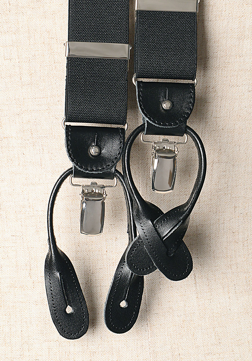 AT-BLACK-XL Albert Thurston حمالات سروال سوداء سادة نوع ثنائي الاتجاه مقاس XL[مستلزمات رسمية] ALBERT THURSTON