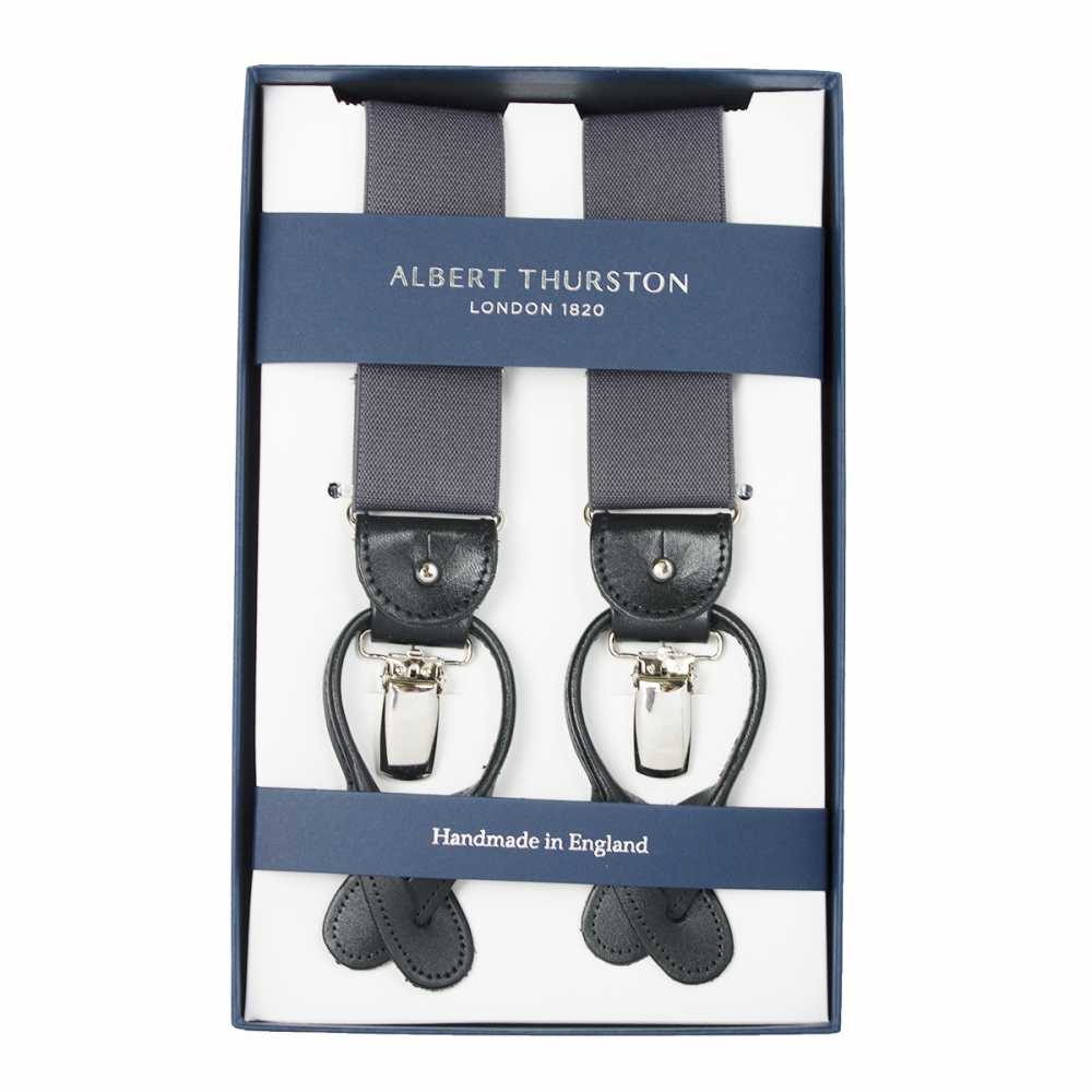 AT-DARKGREY ALBERT THURSTON حمالات رمادي داكن مطاطي (مطاط) 2in1[مستلزمات رسمية] ALBERT THURSTON