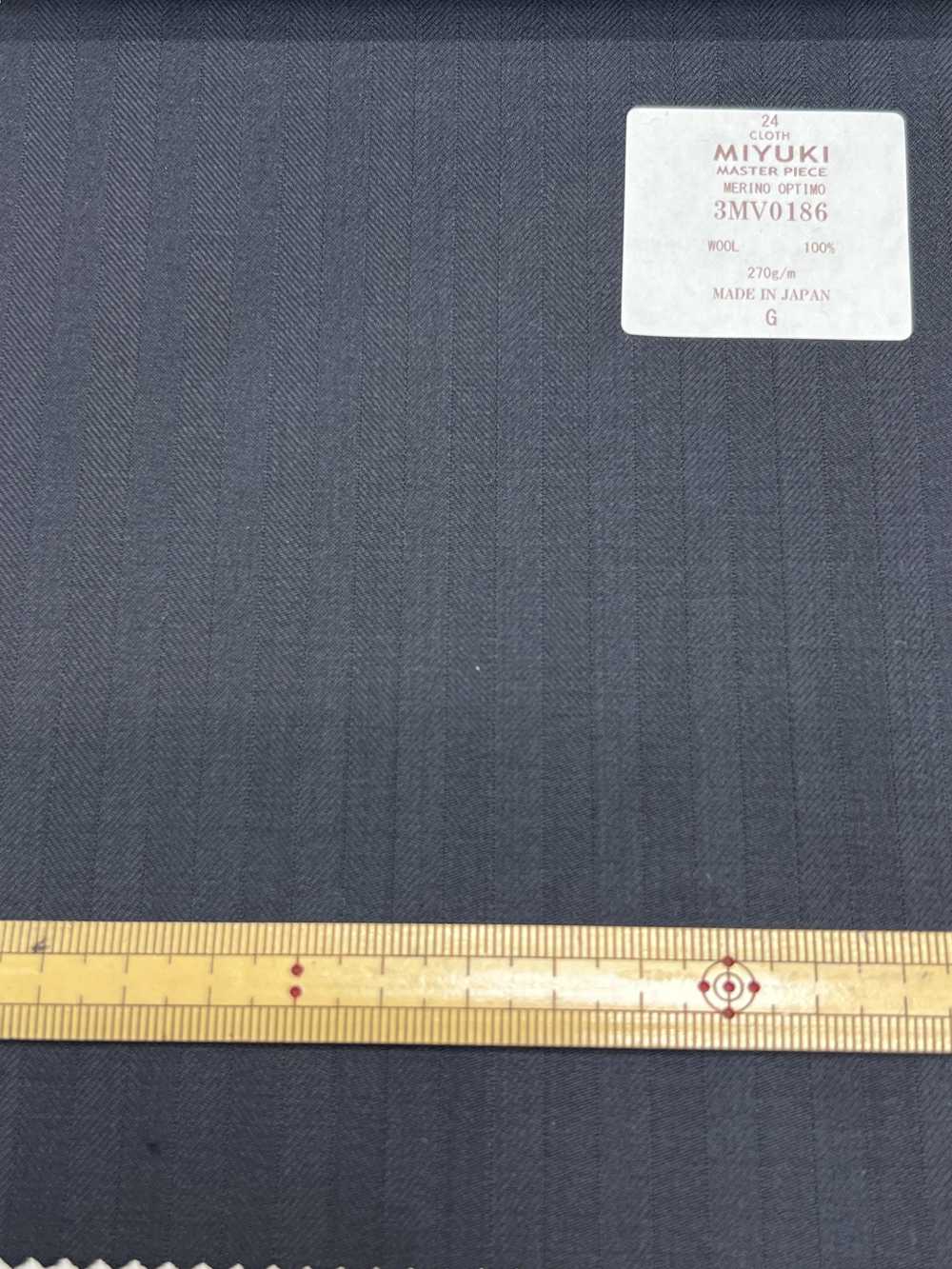 3MV0186 MIYUKI المجموعة القياسية ETERNALS (Eternals) MERINO OPTIMO صوف 100% كحلي بتصميم عظم السمكة[قماش] Miyuki Woolen Mills