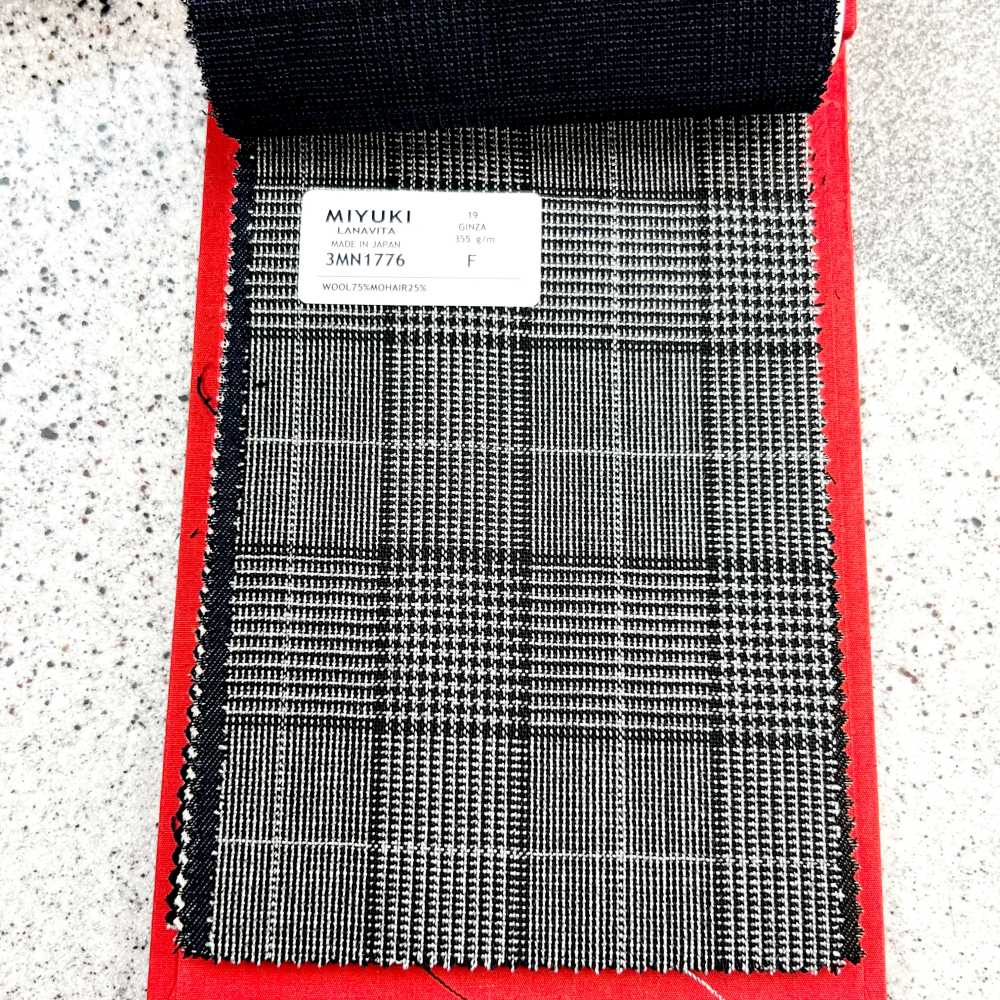 3MN1776 25SS نسيج MIYUKI VARAIETES GINZA رمادي متوسط بنقشة مربعات[قماش] Miyuki Woolen Mills
