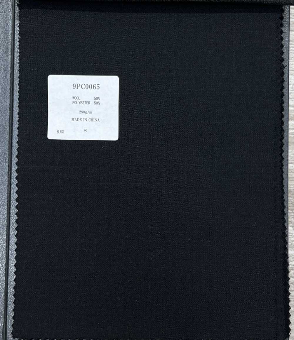 9PC0065 قماش صوف وبوليستر 10-Month أسود Miyuki Woolen Mills