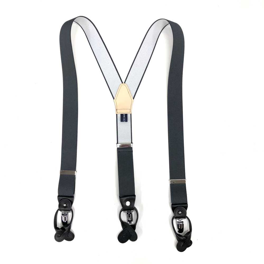 SR-GREY SR-GREY حمالات EXCY Braces رمادي سادة 2-in-1 35mm مطاطي[مستلزمات رسمية] Yamamoto(EXCY)