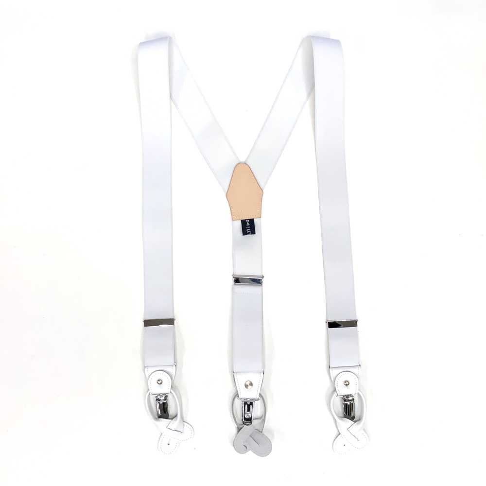 SR-WHITE SR-WHITE حمالات EXCY Braces أبيض سادة 2-in-1 مطاطي 35mm[مستلزمات رسمية] Yamamoto(EXCY)