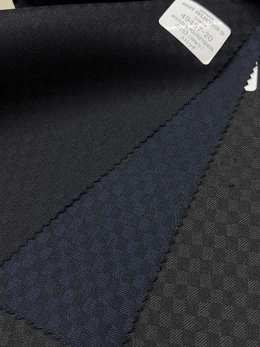 49457 LUSTRE قماش صوف وبوليستر مرن بنمط دوبي مع 3 ألوان بنقشة كارو كتلية Kunishima Co., Ltd.