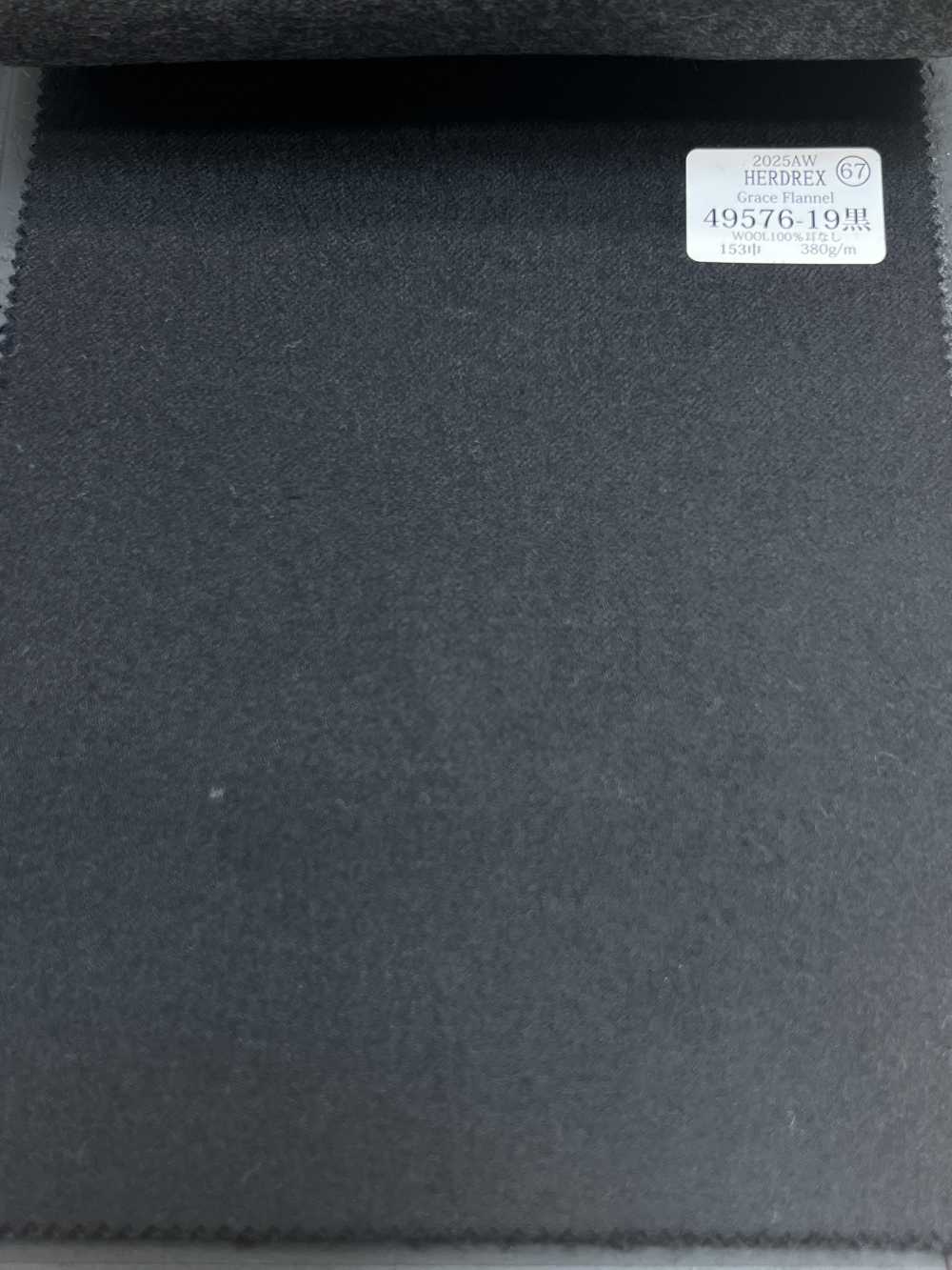 49576-19 26AW HERDREX [Grace Flannel] Grace Flannel أسود سادة[قماش] Kunishima Co., Ltd.