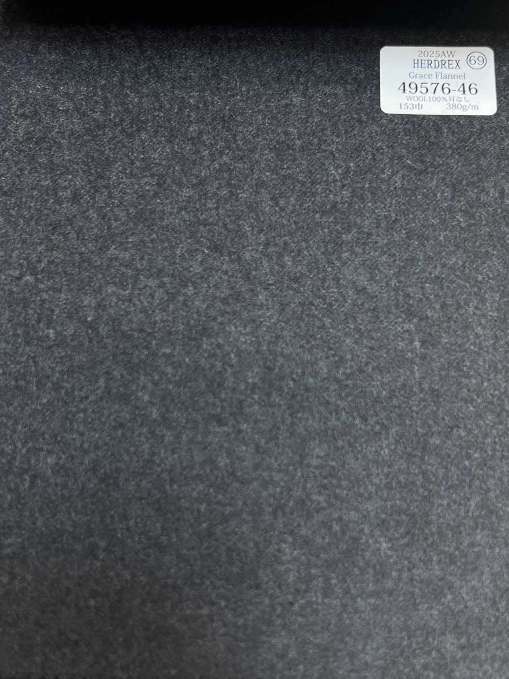 49576-46 26AW HERDREX [Grace Flannel] رمادي فحمي سادة[قماش] Kunishima Co., Ltd.