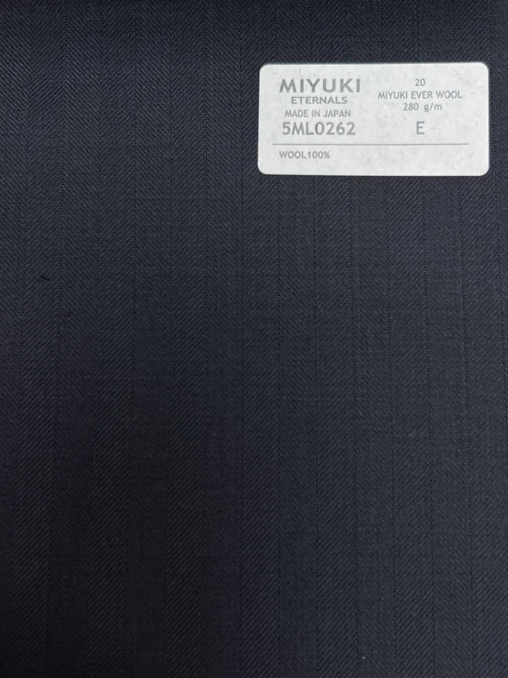 5ML0262 MIYUKI EVER WOOL بنقشة عظم السمكة أزرق كحلي داكن[قماش] Miyuki Woolen Mills