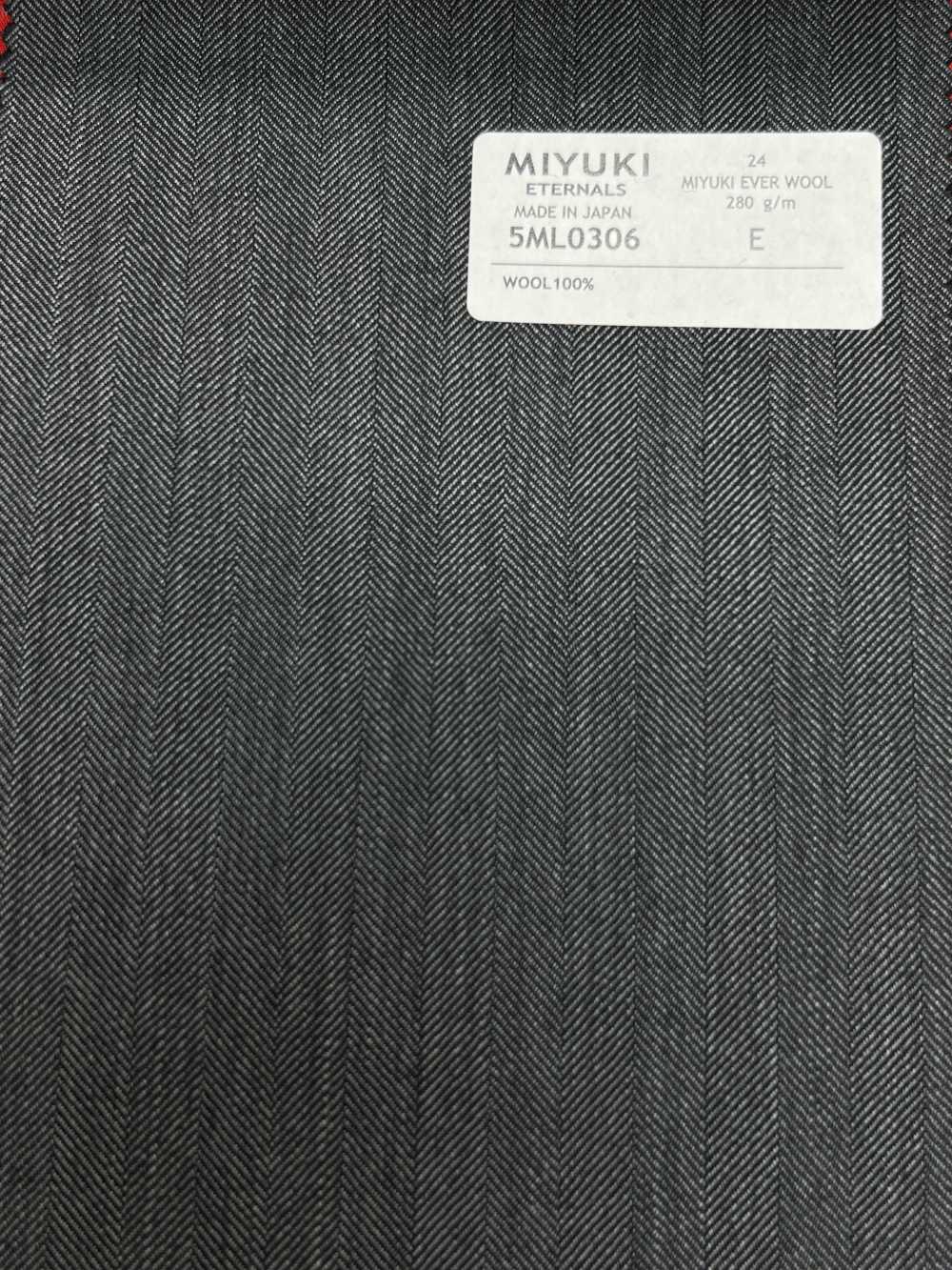 5ML0306 MIYUKI EVER WOOL بنقشة عظم السمكة رمادي[قماش] Miyuki Woolen Mills
