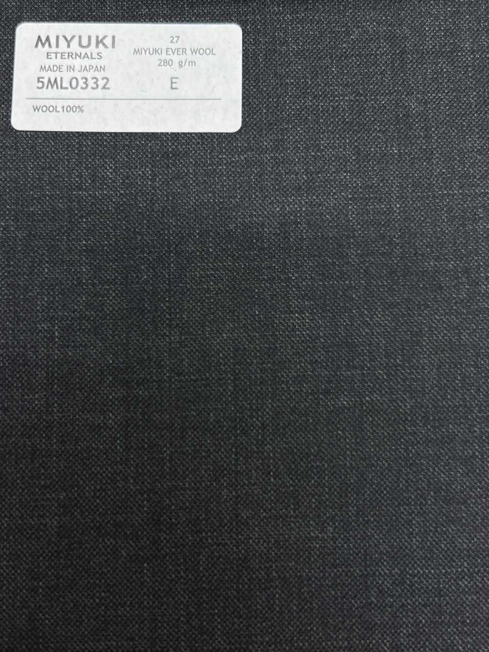 5ML0332 MIYUKI EVER WOOL رمادي فحمي موحد[قماش] Miyuki Woolen Mills