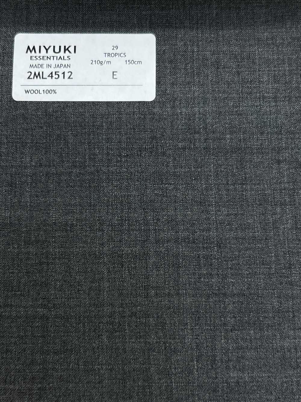 2ML4512 26SS MIYUKI Essentials TROPICS رمادي متوسط سادة[قماش] Miyuki Woolen Mills