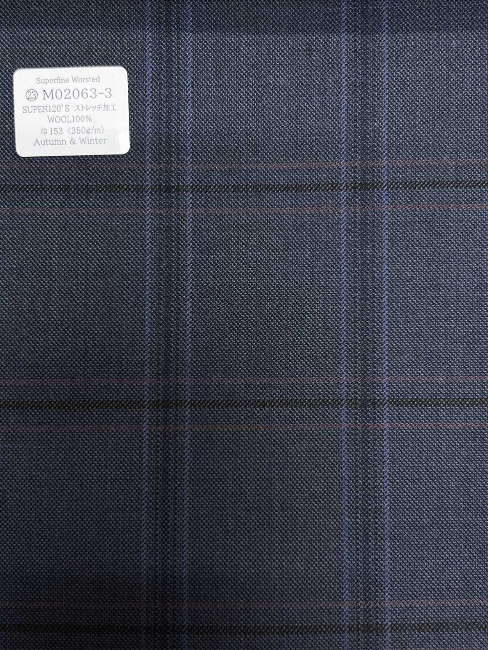 M02063-3 KUNISHIMA1850 خط حصري [صوف ممشط فائق النعومة] مربعات زرقاء[قماش] Kunishima Co., Ltd.