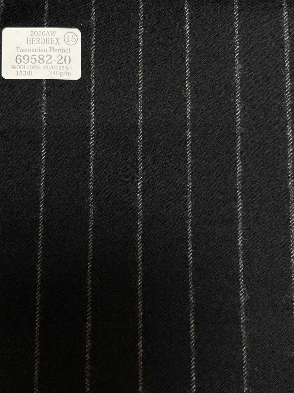 69582-20 26AW HERDREX [فلانيل تاسمانية] حرير وصوف مخطط كحلي[قماش] Kunishima Co., Ltd.