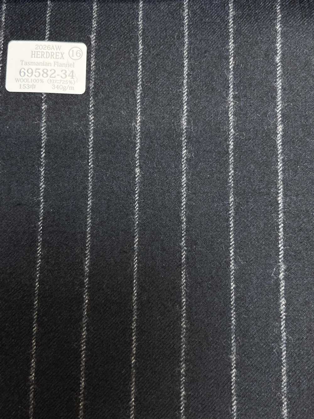 69582-34 26AW HERDREX [Tasmanian Flannel] حرير وصوف مخطط كحلي[قماش] Kunishima Co., Ltd.