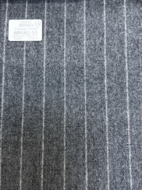 69582-55 26AW HERDREX [Tasmanian Flannel] مخطط رمادي من الحرير والصوف[قماش] Kunishima Co., Ltd.