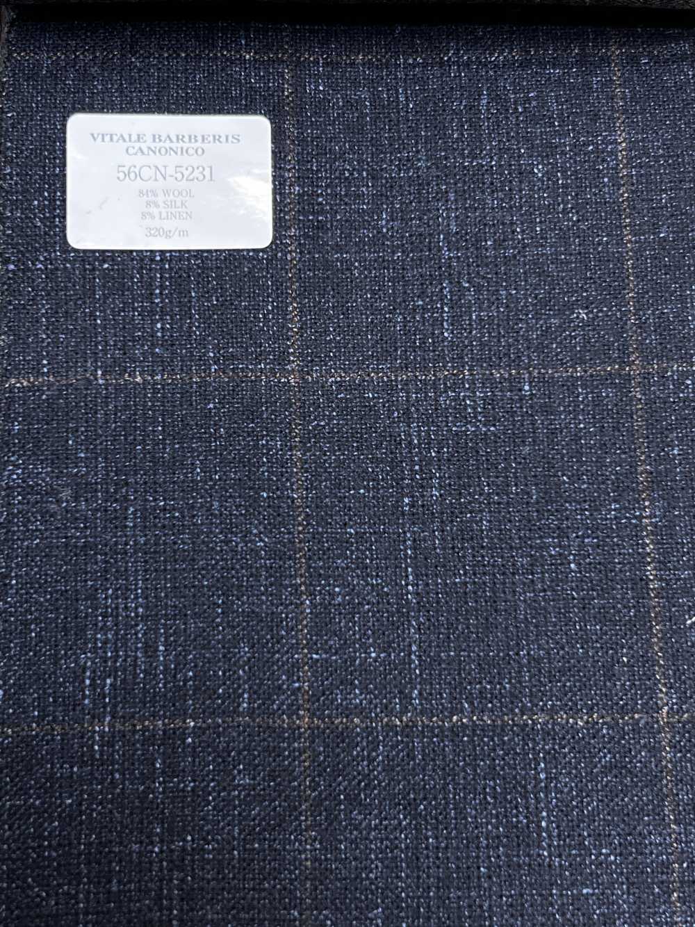 56CN5231 CANONICO قماش بدلات فاخر من الصوف والحرير والكتان بلون كحلي/بني بنقشة مربعات نافذة CANONICO