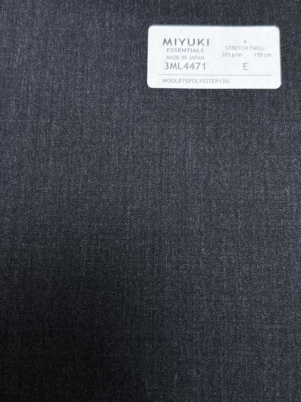 3ML4471 26AW MIYUKI ESSENTIALS تويل مطاطي رمادي فحمي سادة[قماش] Miyuki Woolen Mills