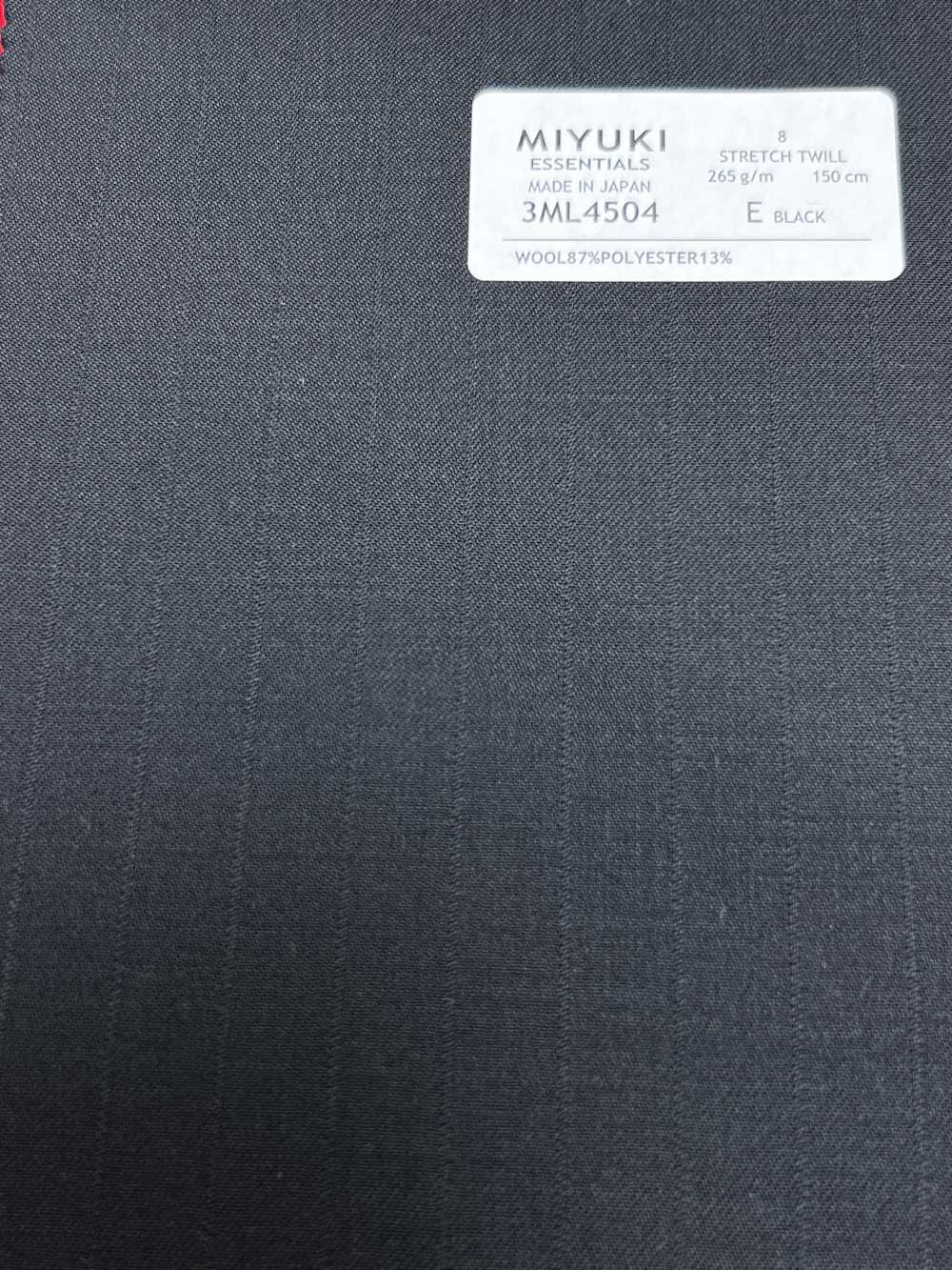 3ML4504 26AW MIYUKI Textile ESSENTIALS تويل مطاطي بخطوط سوداء[قماش] Miyuki Woolen Mills