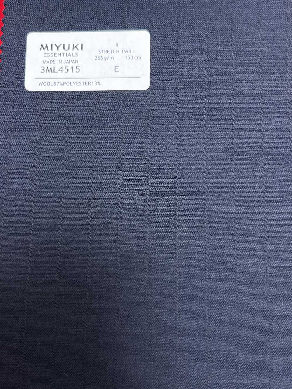3ML4515 26AW MIYUKI Textile ESSENTIALS تويل مطاطي مخطط كحلي[قماش] Miyuki Woolen Mills